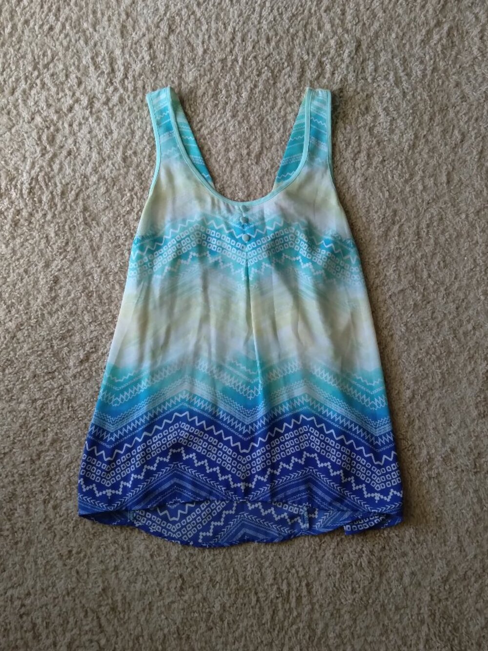 Candie's Colorful Blue Green Yellow Tank Top with Bow Back Detail Size Small